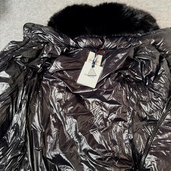 Moncler Designer Jacket Black Hooded Puffer Insulated Fur Size Unisex Large NEW - Picture 6 of 16